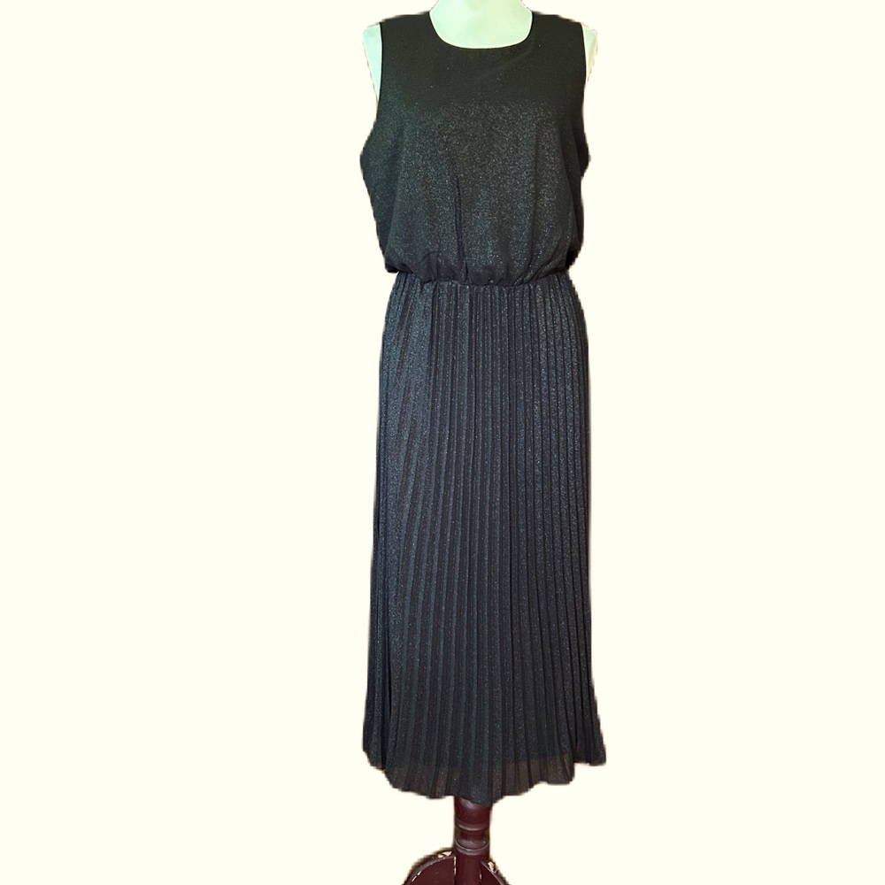 NWT Sam Edelman Black Pleated Smocked Midi Sundress